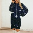 thumbnail image 3 of Women's Round Neck Casual Long Sleeve Plush Christmas Printed Dresses, Festive Fall and Winter Wear for Holiday Parties, Cozy and Soft Material,Navy,XL, 3 of 6