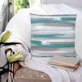 thumbnail image 3 of 18x18 Pillow Covers Set of 2, Blue Gray Stripes Throw Pillow Covers Decorative Couch Cushion Case, Watercolor Modern Abstract Minimalist Microfiber Square Pillowcases for Bedroom Car Living Room, 3 of 7