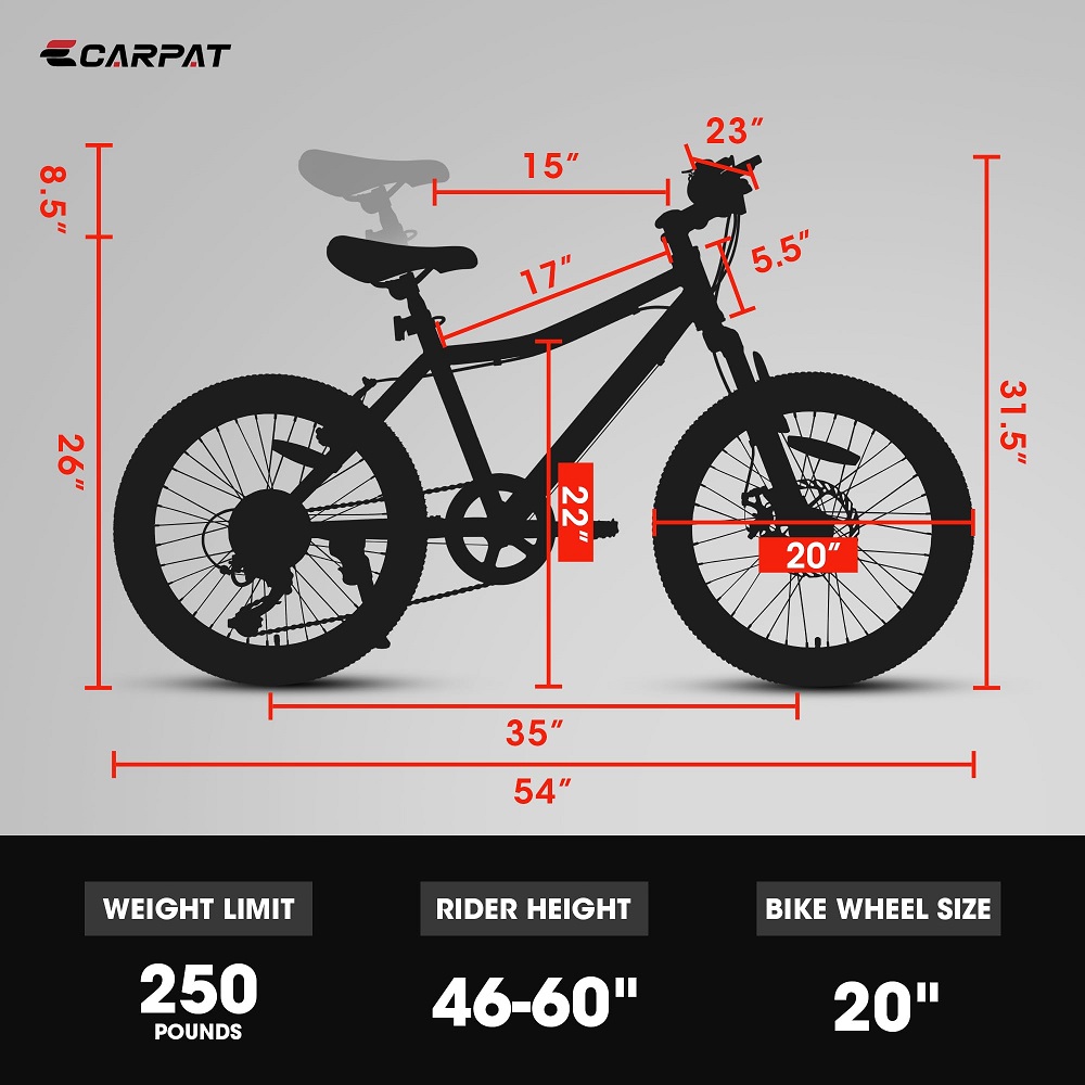 20 Inch Mountain Bike 7 Speed Teenager  Front Suspension Disc Brake Rear V-Brake, High Steel Frame Blue