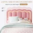 thumbnail image 5 of SHA CERLIN Upholstered Twin Size Bed Frame with LED Lights and Large Storage Drawer, Velvet Platform Bed with Adjustable Wavy Headboard, Noise Free, Easy Assembly, No Box Spring Needed, Soft Pink, 5 of 6