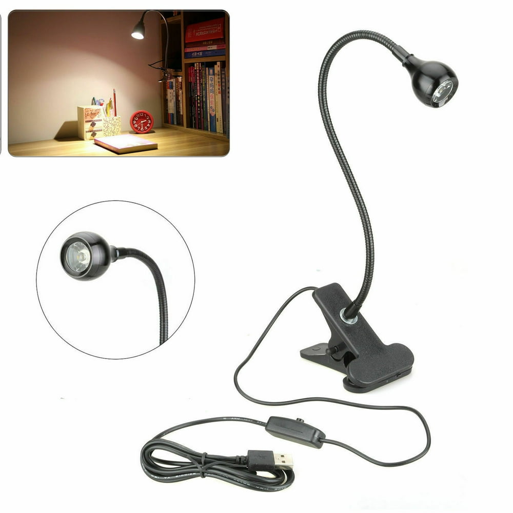 Usb Flexible Gooseneck Led Light ClipOn Beside Bed Desk Table Lamp Eye