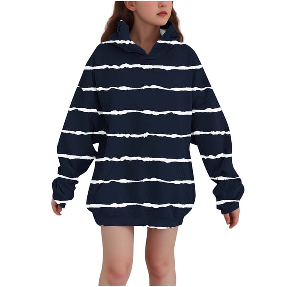 SERTG Kids Winter Top Gradient Glitter Casual Printed Hoodie Long Sleeves with Pockets Hoodie Top for Children 3-14 Years(Black,13-14 Years)