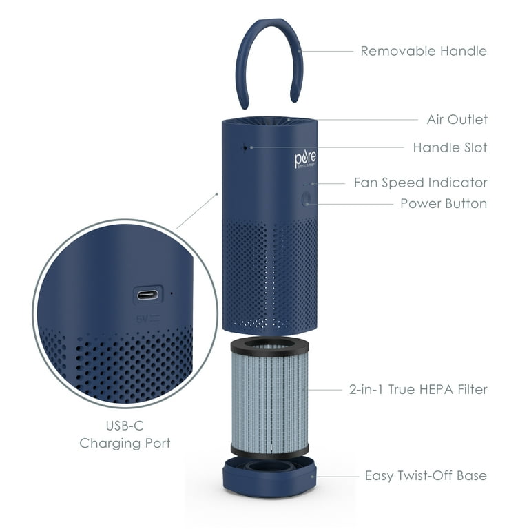 Pure Enrichment PureZone Mini Portable Air Purifier - True HEPA Filter Cleans Air, Helps Alleviate Allergies, Eliminates Smoke & More — Ideal for
