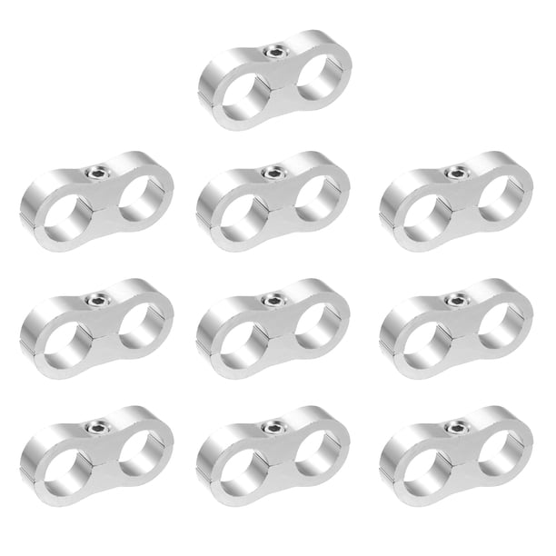 10uds AN10 19mm Manguera Separador Abrazadera Freno Línea para Coche Tono plateado