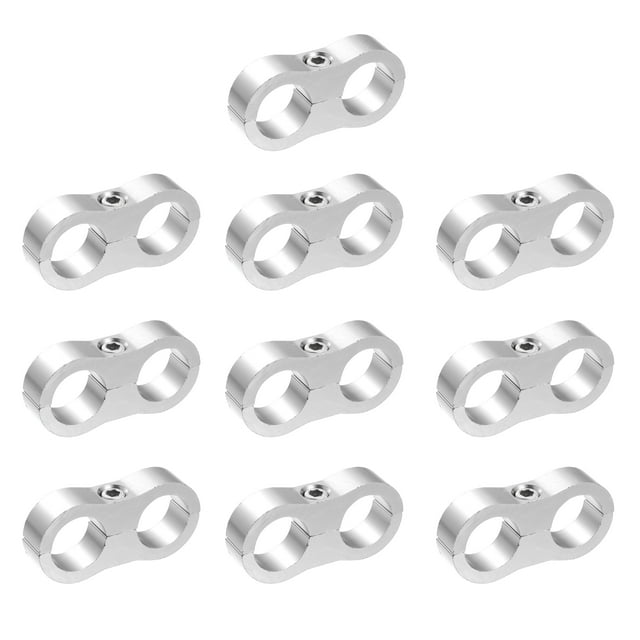 Unique Bargains 10pcs Silver Tone AN10 19mm Hose Separator Clamp Oil Line Brake Line Fitting Adapter for Car
