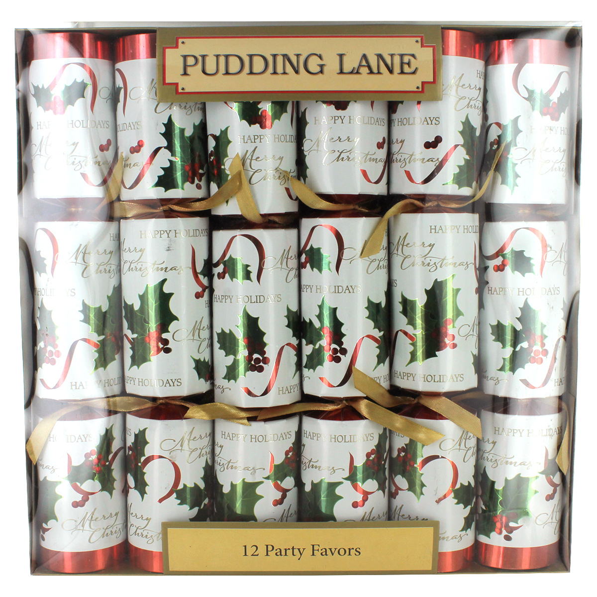 Pudding Lane Antique with White Holly Christmas Crackers 12 pack