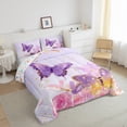 thumbnail image 2 of Manfei Dreamy Butterfly Bedding Twin Comforter Set, Purple Down Comforter, Flower Floral Reversible Duvet Insert, Ultra Soft Bedroom Decor, 2 Pieces, 2 of 8