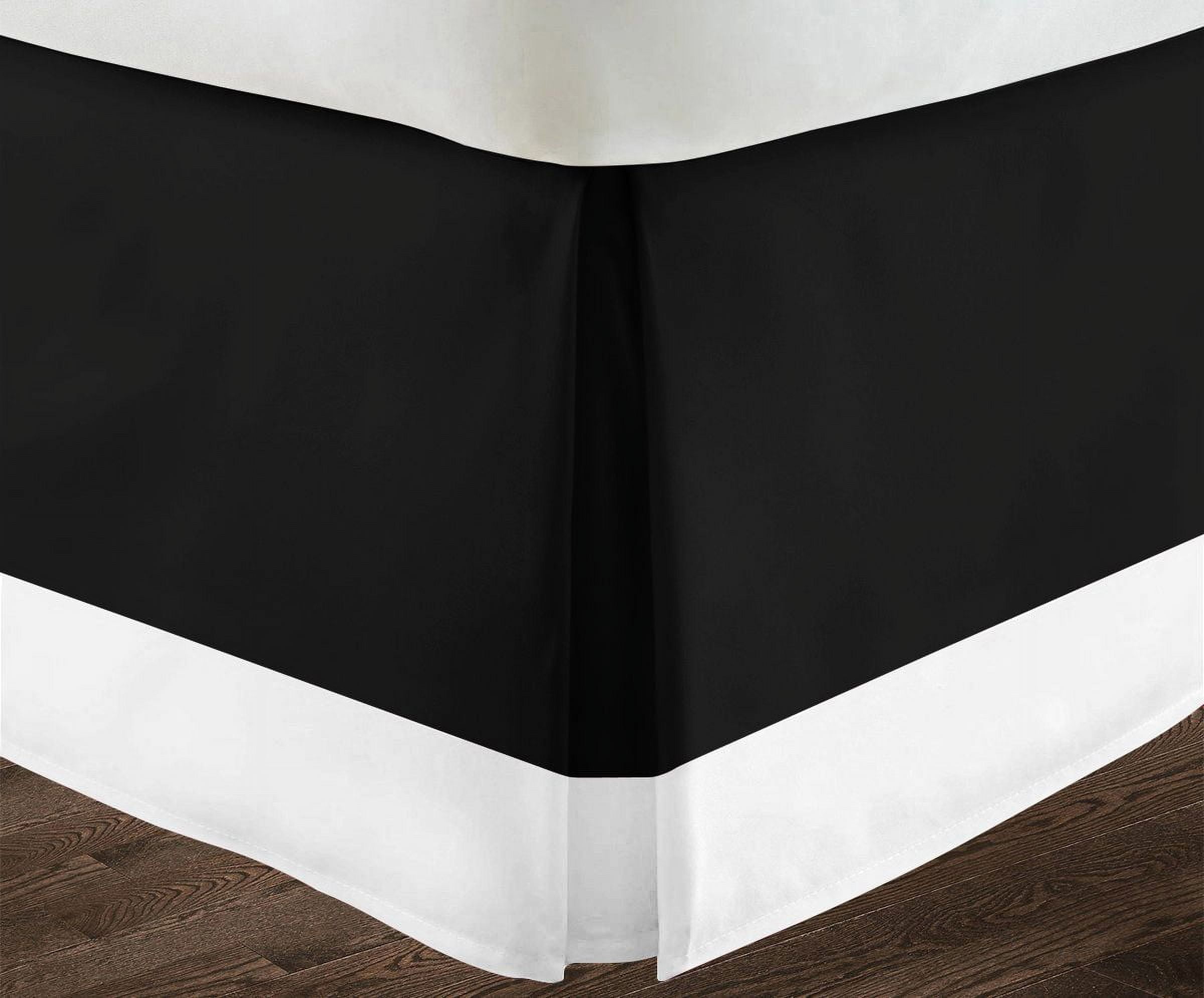 D.N.G. BEDDINGS Luxury 1 Piece Split Corner Two Tone Tailored Bed Skirt, Twin Size 10 Inch Deep Pocket, 800 Thread Count, 100% Egyptian Cotton, Solid Black/White Color.