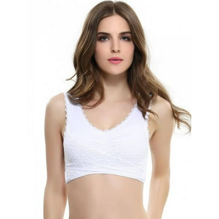 

Sonbest Women Seamless Cross Front Side Buckle Lace Sports Bras Workout Gym Activewear with Removable Bra White 4XL