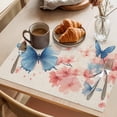 thumbnail image 3 of Blue Butterfly Placemats Set of 8 Retro Country Spring Pink Flowers Plants Place Mats Indoor Wipeable Table Mats Washable Cloth Dining Table Placemats for Kitchen Holiday Party Home Decor 13x19 Inch, 3 of 9