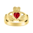 thumbnail image 1 of RYLOS Rings Gold Plated Silver Claddah Love, Loyalty & Friendship Heart 6MM Gem Irish Wedding Band Claddagh Rings July Ruby Jewelry Size 9, 1 of 6