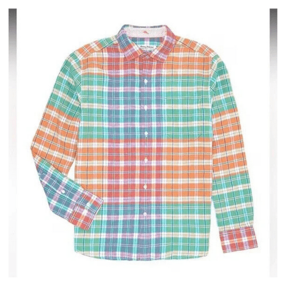 Tommy Bahama Men's Barbados Breeze Vibrant Stretch Long Sleeve Button-Down Shirt PMlt X-Large