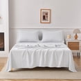 thumbnail image 3 of Jessy Home Bed Sheets Set 4 Piece Queen/Full Sheet Set White Cotton Blend Fitted Sheet, Flat Sheet & 2 Pillowcases Bedding Set, 3 of 11