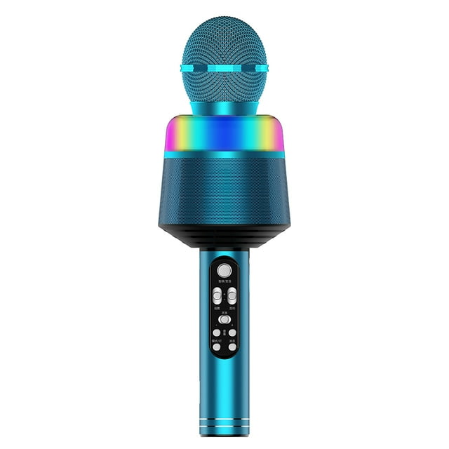 Mistaha Microphone Karaoké Sans Fil avec Lumières LED 2-en-1 Haut-Parleur Bluetooth Portable Support Carte TF
