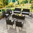 thumbnail image 4 of Costway 8 PCS Patio Furniture Set with Washable Cushions and Tempered Glass Coffee Table Grey, 4 of 9
