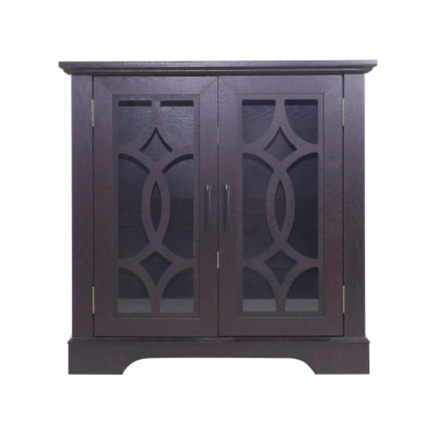 34.37" Modern Glass Door Sideboard Buffet Cabinet, MDF Storage Credenza with Adjustable Shelf, Tempered Glass Display Cabinet for Dining Living Room Kitchen, Ox Blood Red