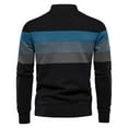 thumbnail image 2 of DHFJKG Men's Striped Knitted Sweater Pullover Quarter Zip Stand Collar Long Sleeve Casual Base Layer Autumn Winter Classic Jumper Tops, 2 of 4