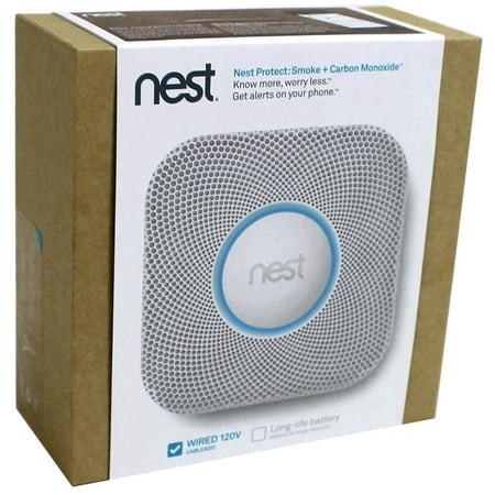 Google - Nest Protect 2nd Generation Smart Smoke/Carbon Monoxide Wired Alarm - White