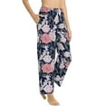 thumbnail image 6 of Salouo Rose Flowers Print Women's Pajama Pants Casual Loose Sweatpants PJs Flowy Pants Drawstring Palazzo for Women Wide Leg Pants Lounge Pajama -Large, 6 of 8