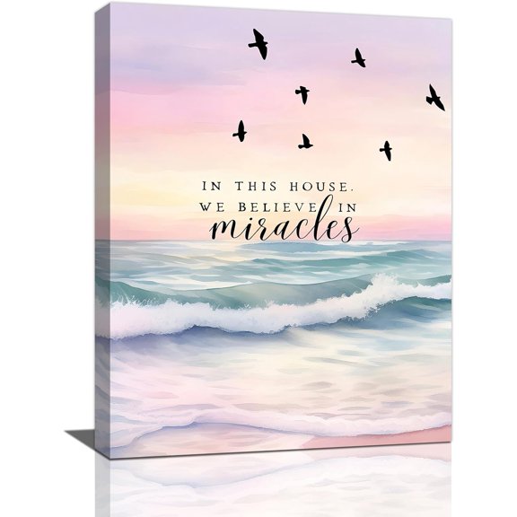 Scripture Wall Art Bible Verse Wall Decor Christian Inspirational Bird Sea Canvas Print Painting Pictures Artwork Home Decorations for Bedroom Living Room Office 12"x16"