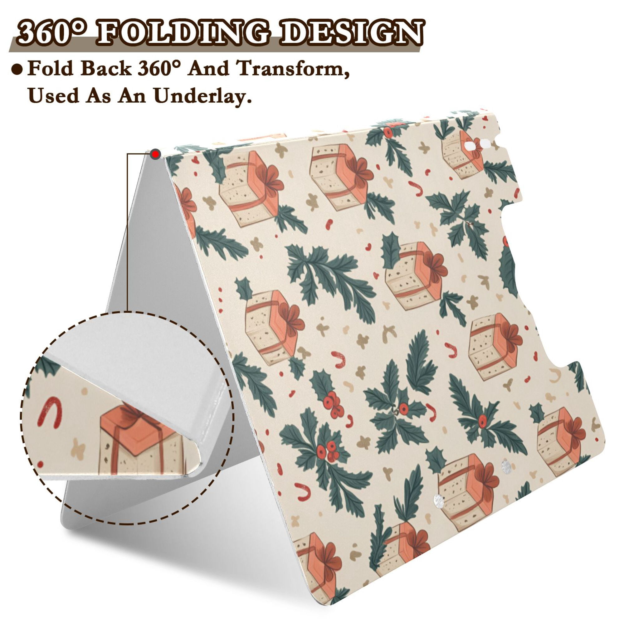 FORMRS A4 Clipboard Folder with Pen Holder Horizontal Foldable School Office Binder, Orange Christmas Gift Pattern