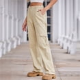 thumbnail image 4 of Pantalones Cargo for mujer, pantalones elásticos de cintura alta, pantalones de viaje de pierna ancha, pantalones casuales holgados, ropa de calle de senderismo con múltiples bolsillos, 4 of 7