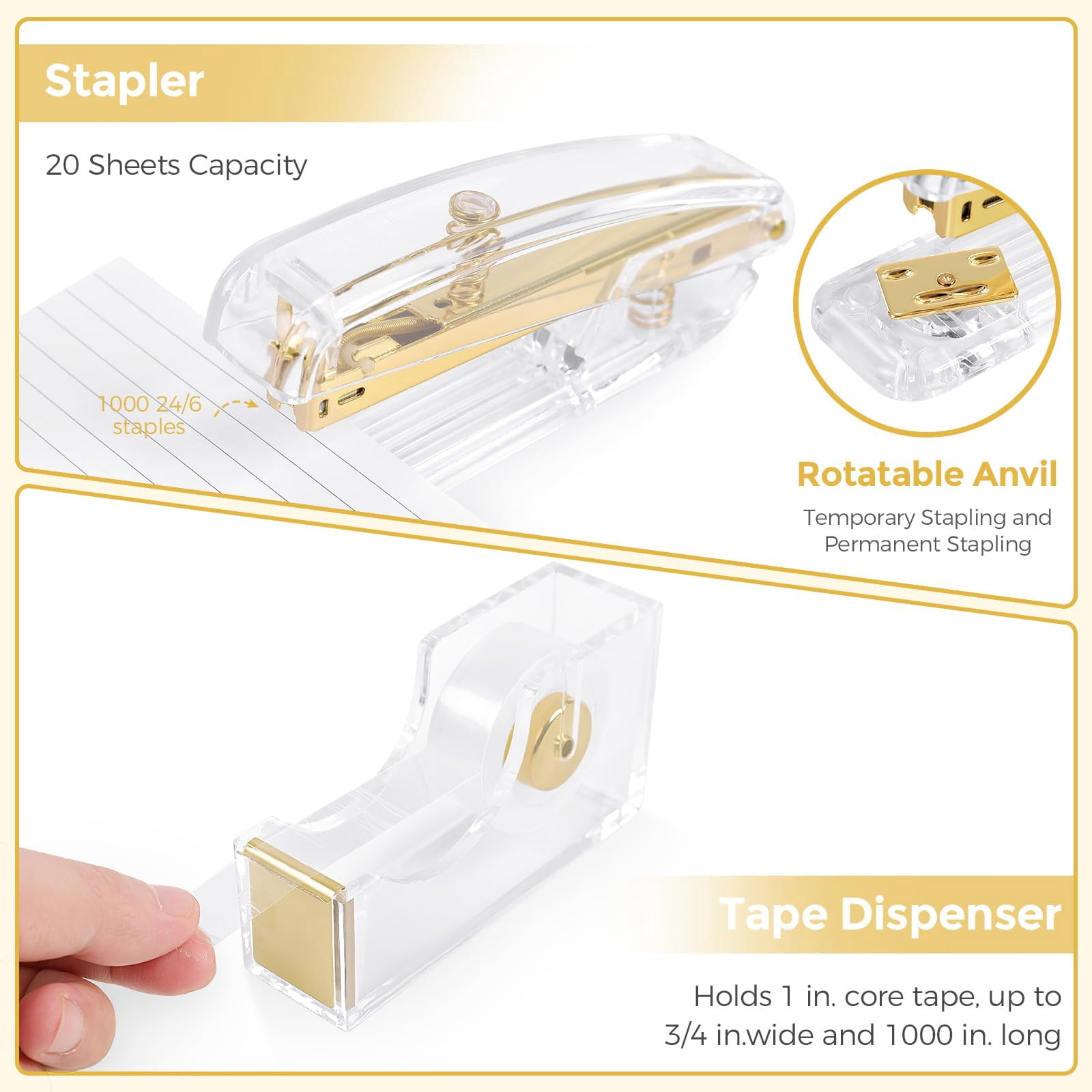 Office Supplies Set  Pencil Holder For Desk Gel Pen Stapler Tape Dispenser Clips And 1000pcs Staples Decor Women Accessories