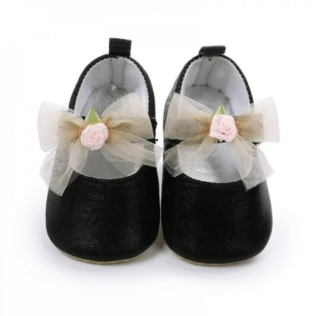 

Baby Girls Solid First Walker Shoes Infantborn Soft Sole Bow Knot Fashion Princess Flats Prewalker Toddler Shoes 0-18M