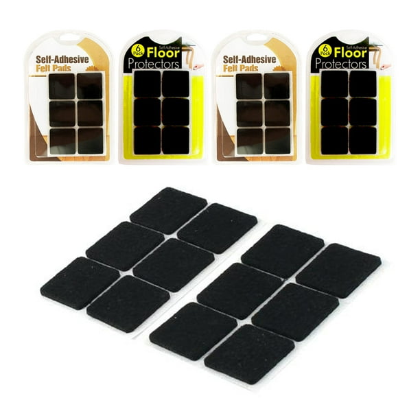 24x Self Adhesive Felt Pads Furniture Floor Scratch Protector Black Square 1.25"