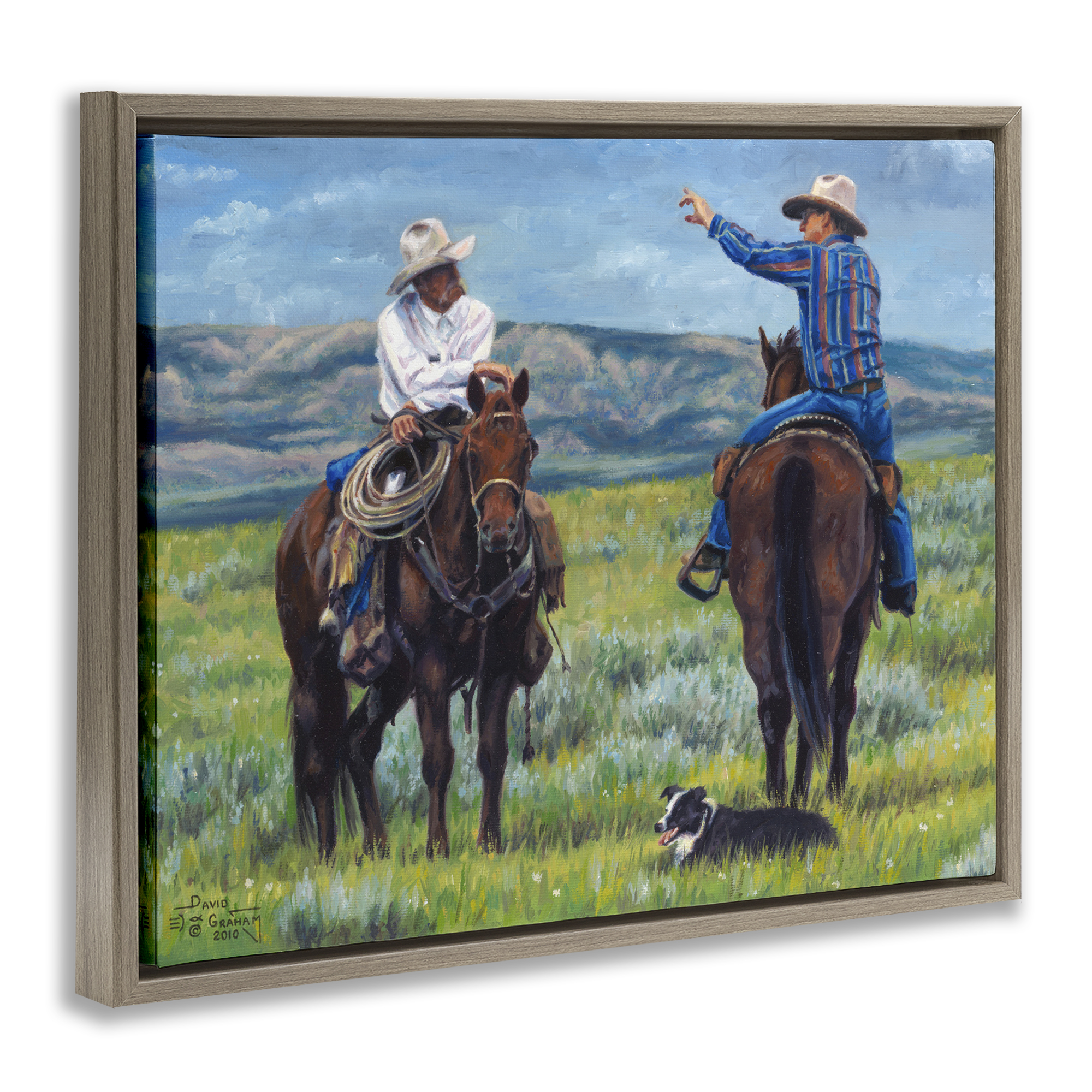 Stupell Industries Cowboy Logic Scene Animals & Insects Painting Brown Floater Framed Canvas Art Print Wall Art, 21 x 17