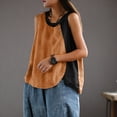 thumbnail image 5 of Aboser Retro Tank Tops for Women Plus Size Casual Sleeveless T Shirts Breathable Cotton Linen Shirt Loose Color Block Blouses Comfy Round Neck Tee Top, 5 of 7