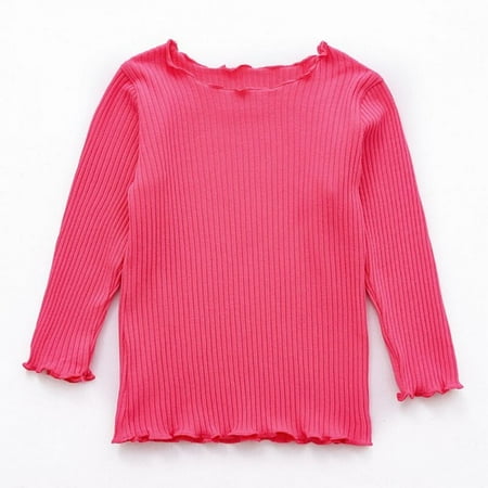 

Merotable Baby Girls Clothes Long Sleeve Solid Cotton T-shirt Kids Tops