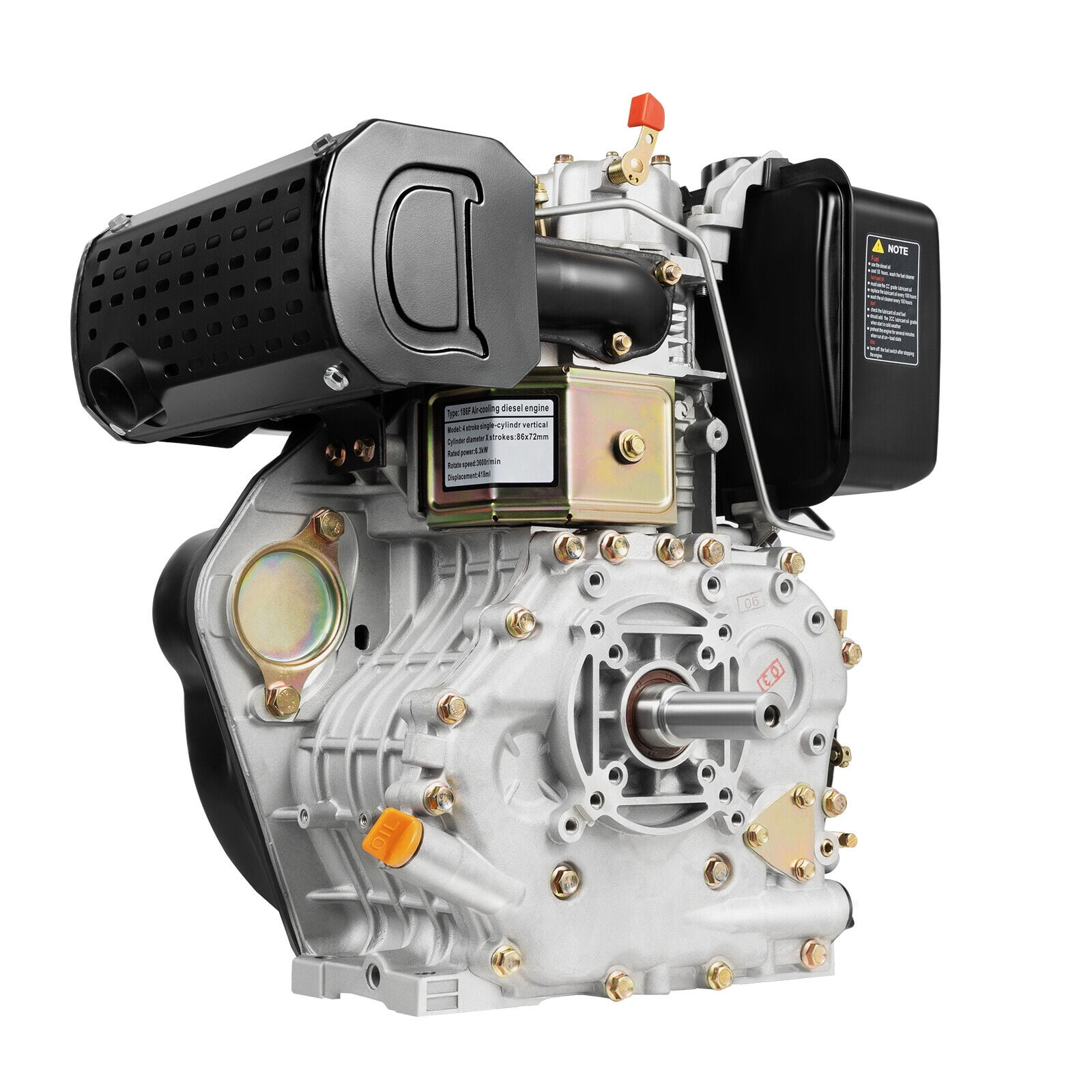 10HP 406cc 4-stroke Tiller Diesel Engine Single Cylinder Motor Air Cooling 186F
