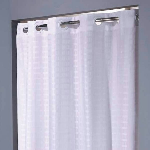 Hookless Shower Curtain, Plastic, White, 42 in W, 74 in L HBH43LIT01SXAM
