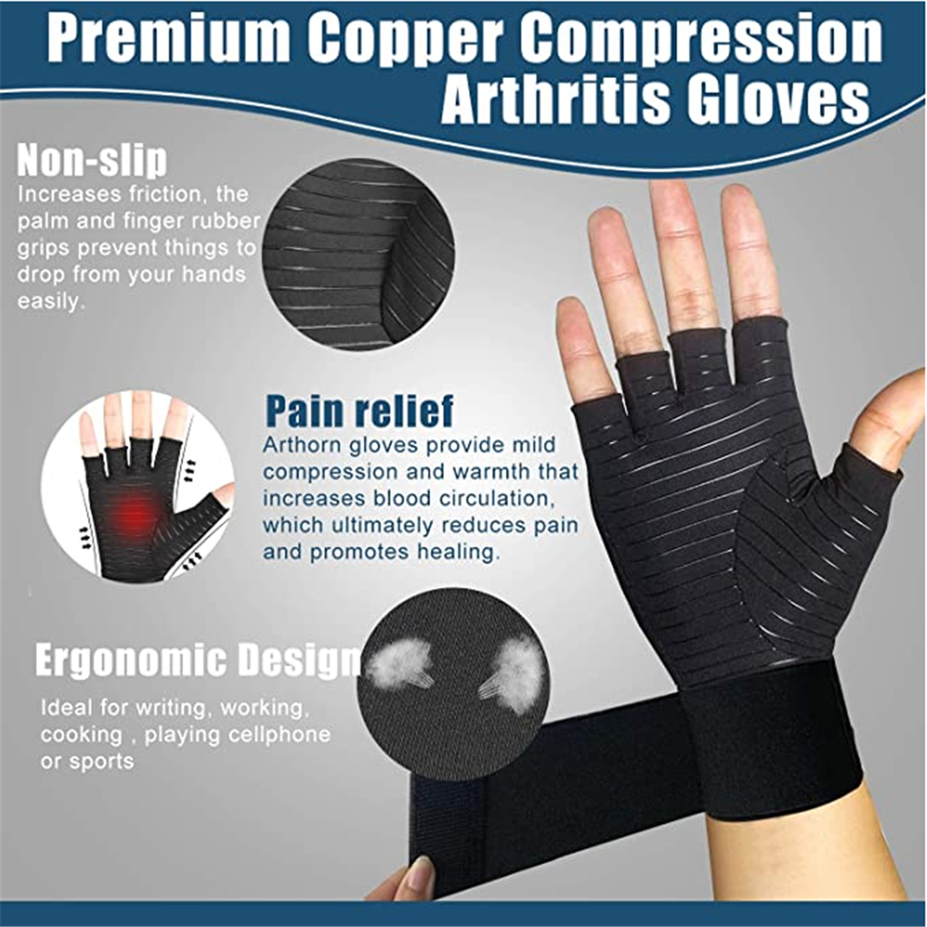 For Hands Fit for Women and Men Copper Compression Arthritis Gloves