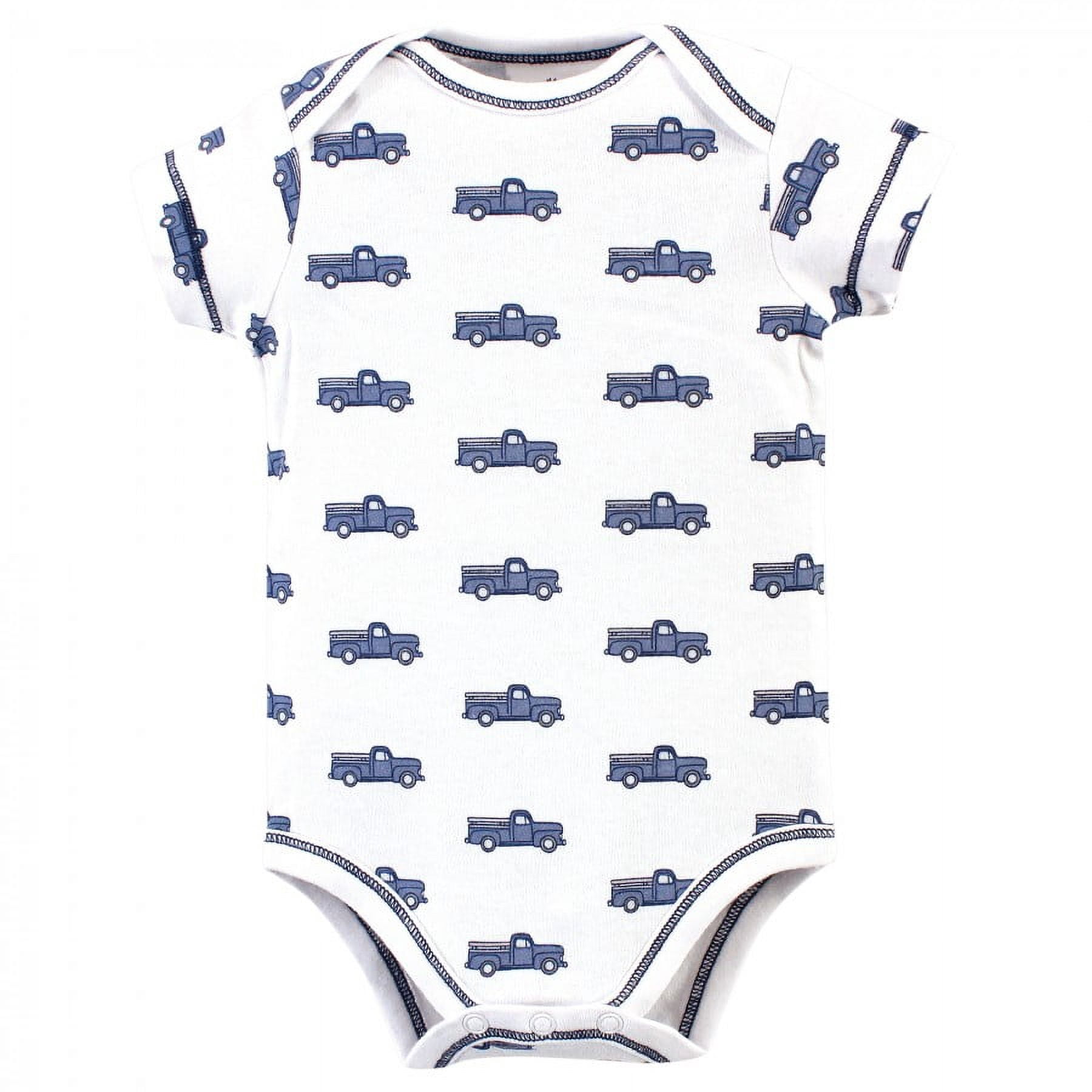 Touched by Nature Baby Boy Organic Cotton Bodysuits 5pk, Truck, 9-12 Months