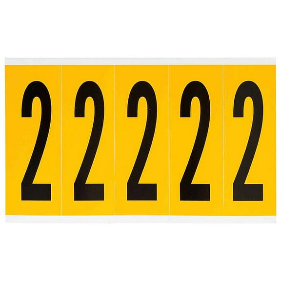 Brady Number Label, 2, 5in.Hx1-3/4in.W, Vinyl 1560-2
