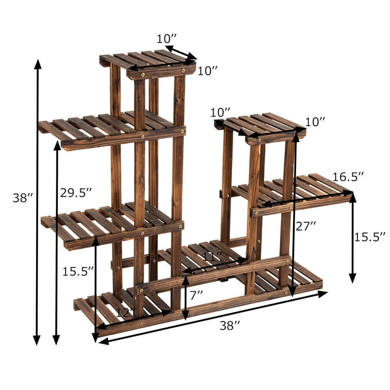木の置き物 Costway 6Tier 13 Pots Wooden Plant Flower Display Stand Wood Shelf