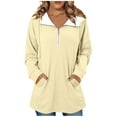 thumbnail image 5 of Tauxra Drawstring Half Zip Hoodie for Women,Long Sleeve Solid Color Pocket Top,Hooded Sweatshirt Women, 5 of 6
