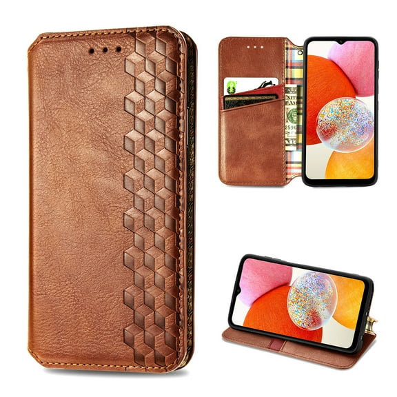 Designed for Samsung Galaxy S25 FE Case, Retro PU Leather Wallet Phone Case with Credit Card Holder Protective Shockproof Magnetic Kickstand Flip Cover for Galaxy S25 FE, Brown