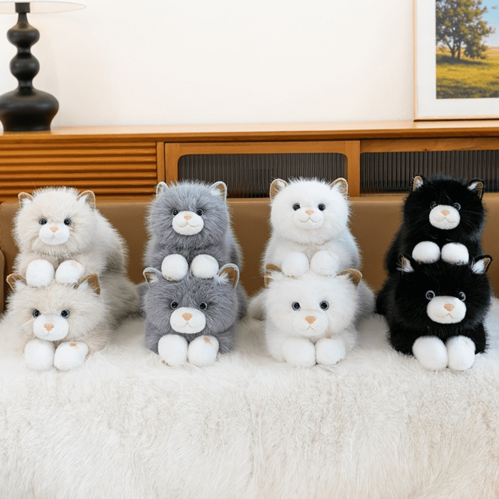 Sound Plush Cat, Weighted Lying Companion, Soft Decorative Accent for Sofa & Home Display