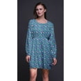 thumbnail image 5 of Bimba Blue Artistic Floral Floral Print Button Down Long Sleeve Midi Dress Women Clothing-X-Large, 5 of 7