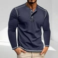 thumbnail image 2 of Timoontee Men's Henley Shirts Slim Fit Long Sleeve Vintage Pullover Shirts Breathable Workout Solid Color Button Shirts Navy XXL, 2 of 8