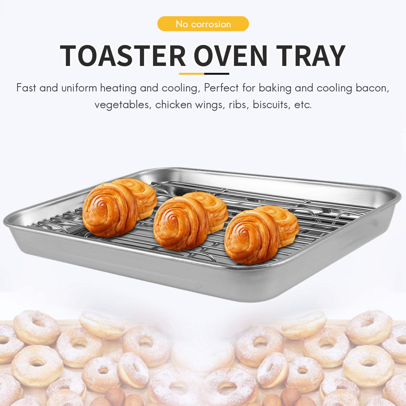 Toaster Oven Pan Set of 2, Shinsin Nonstick Baking Sheets Pan with Rimmed  Edge Baking Tray, 11x9 inch Cookie Sheet for Baking Replacement Tray Non  Toxic & Easy Clean - Yahoo Shopping
