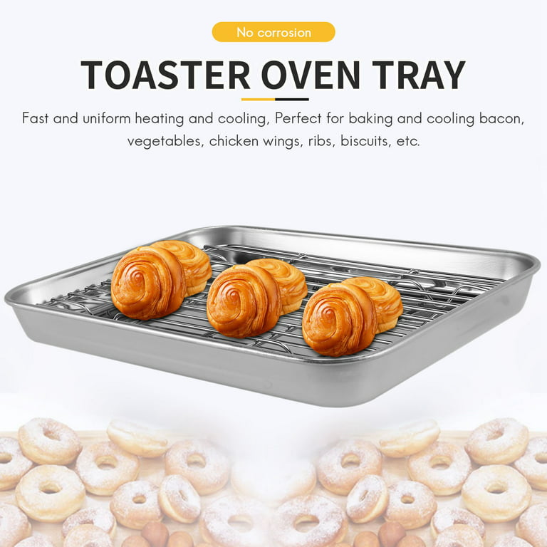  Toaster Oven Pan Set of 2, Shinsin Nonstick Baking Sheets Pan  with Rimmed Edge Baking Tray, 11x9 inch Cookie Sheet for Baking Replacement  Tray Non Toxic & Easy Clean: Home 