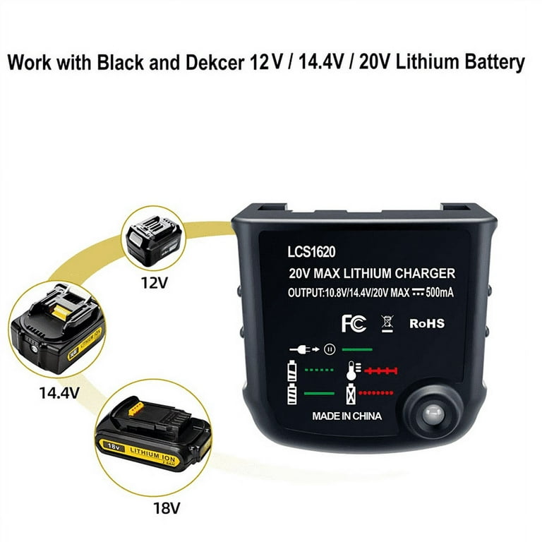 Li-ion NICD Battery Charger For Black&Decker 10.8V 14.4V 18V 20V Serise  LBXR20 Electric Drill Screwdriver Tool Battery Accessory
