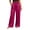 Hot Pink, variant on Caywon Women's High Waist Satin Wide Leg Pants with Smocked Elastic Waist and Side Pockets, Loose Cut Smooth Leisure Trousers for Home Outfits