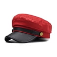 thumbnail image 2 of CIENVNSTG Unisex Daily Costume Hat Classic Vintage Chauffeur Newsboy Beret Cap With Metal Button Decor Red, 2 of 3