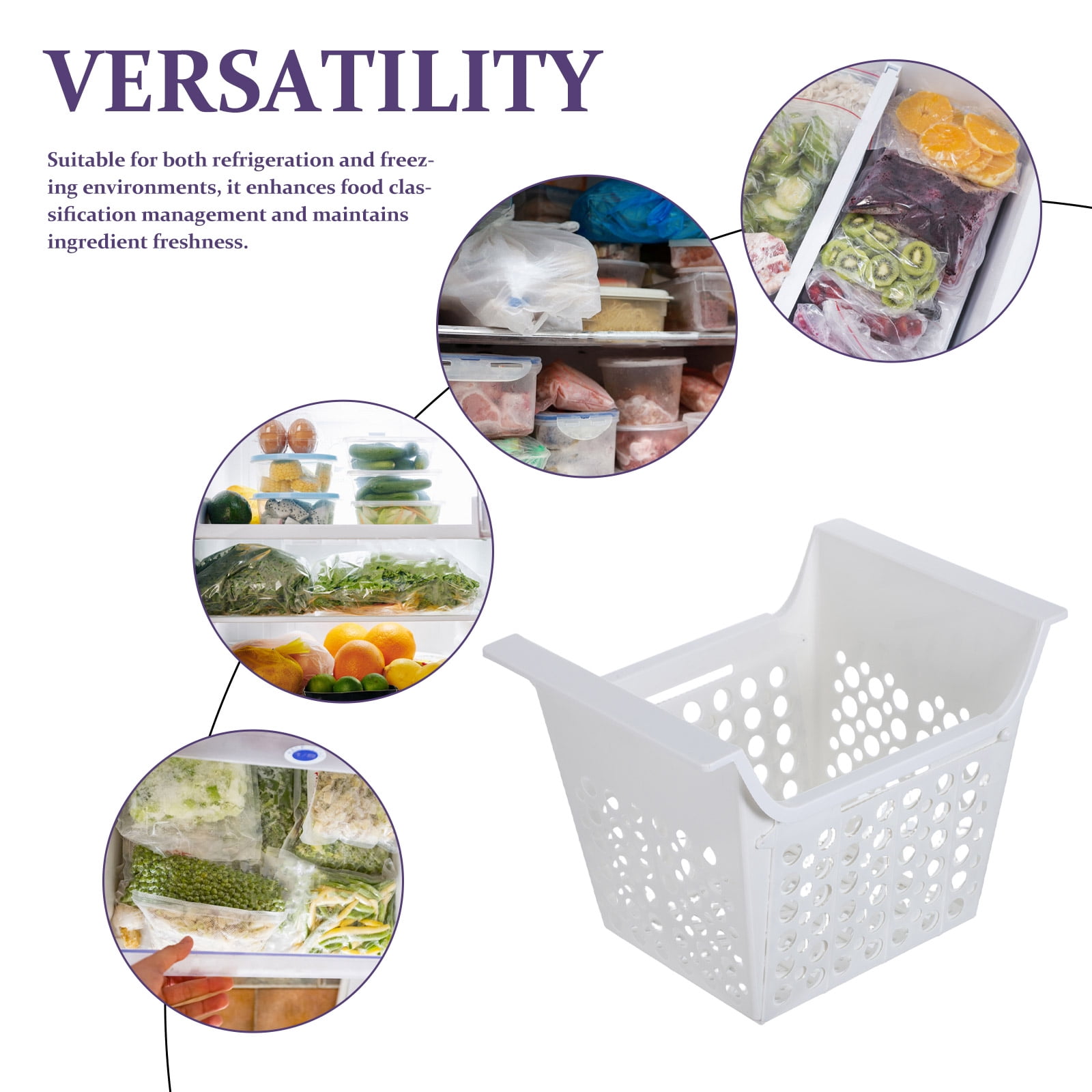 LOLIPPYY Expandable Wire Freezer Organizer Basket in White - Adjustable Chest Freezer Bin for Refrigerator and Kitchen Storage Solutions