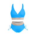 thumbnail image 5 of Women High Waisted Bikini Sets Two Piece Swimsuit for Women Tummy Control Swimsuits Color Block Drawstring Bathing Suit, 5 of 6